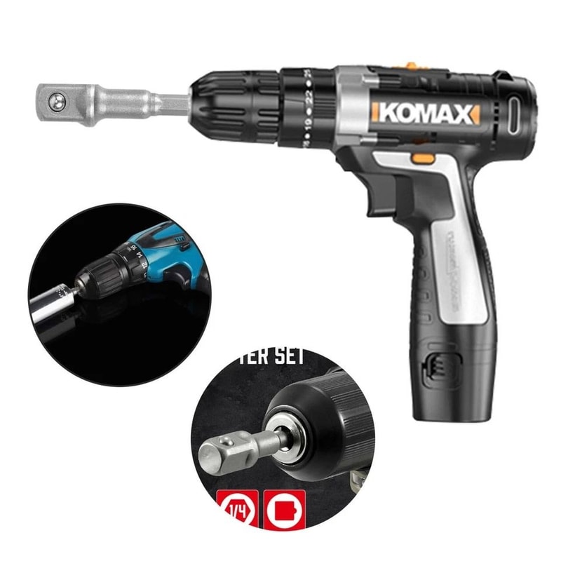 Hex Shank Socket Adapter Set Power Extension Bar Drive Sockets For Cordless Drill Wrenches 3