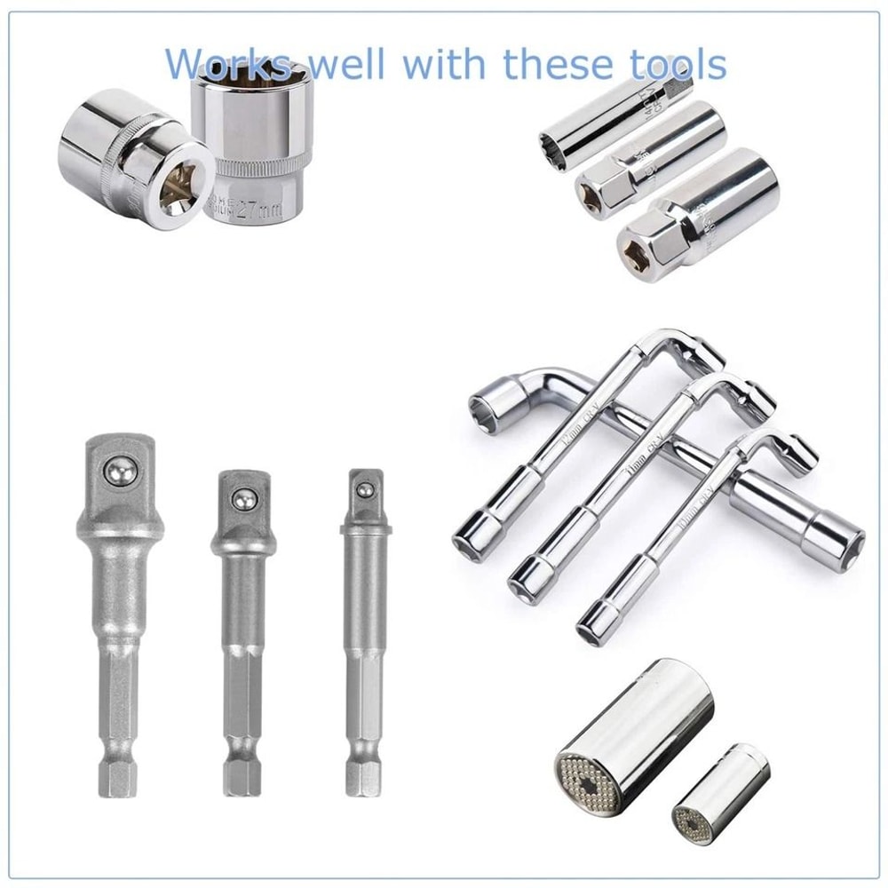 Hex Shank Socket Adapter Set Power Extension Bar Drive Sockets For Cordless Drill Wrenches 5