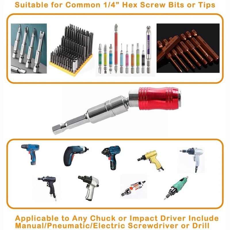 Pivoting Bit Tip Holder Magnetic Drill Screw Quick Change Drill Bit Holder Angle Hex Shank For Scre 1