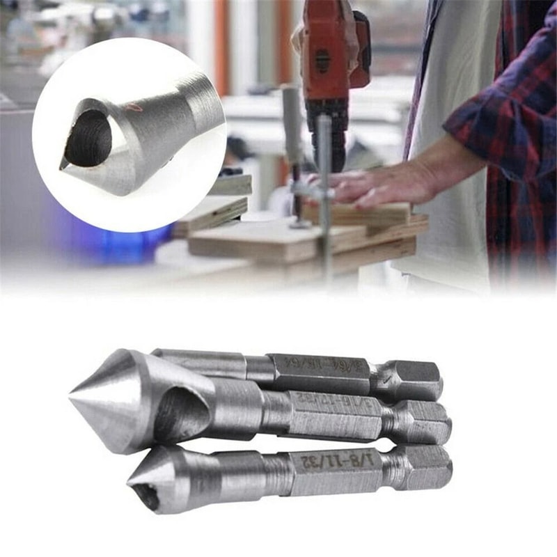 Countersink Deburring Drill Bits Cutting Metal Wood Kit Chamfer Tool For Woodworking And Metalwork 2