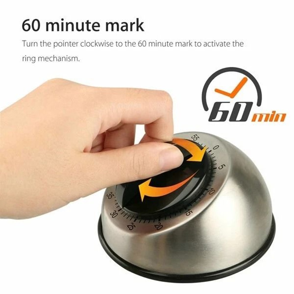 Mechanical Kitchen Timer WindUp Cooking Timer Loud Long Ring Bell Alarm 11