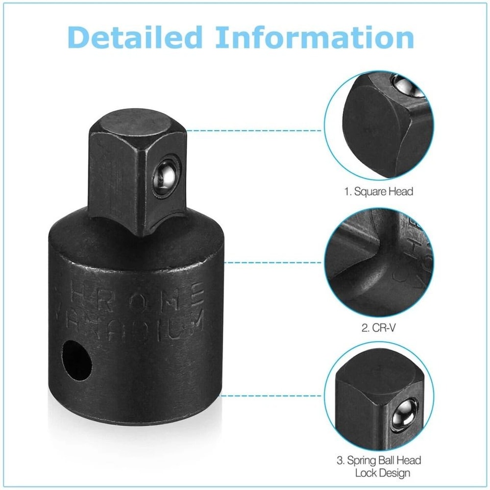 Drive Ratchet Socket Adapter Reducer Set Air Impact Tool Chrome Vanadium Steel 2