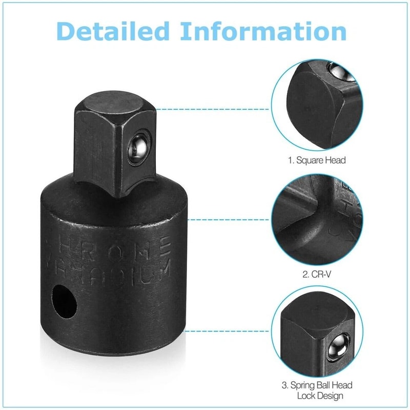 Drive Ratchet Socket Adapter Reducer Set Air Impact Tool Chrome Vanadium Steel 2