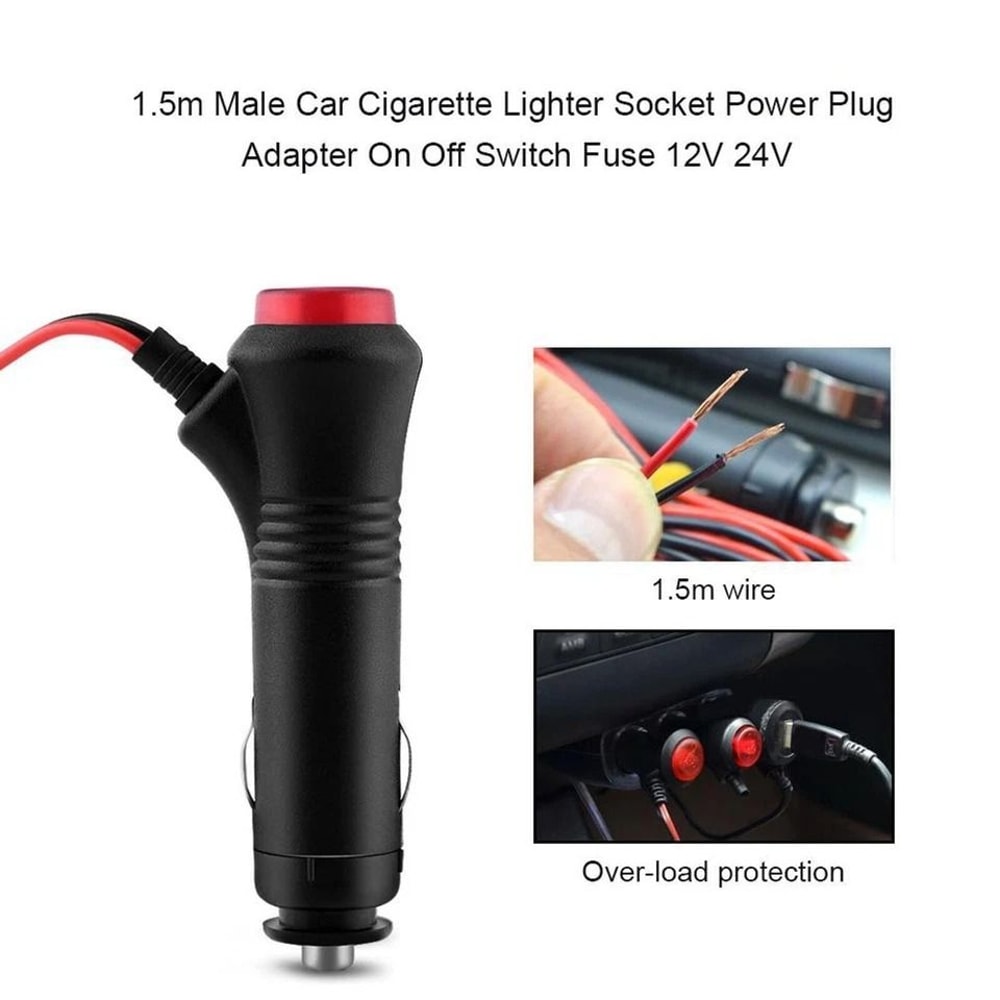Car Cigarette Lighter Plug HighQuality Socket Connector OnOff Switch Cord For Auto Motorcycle 4