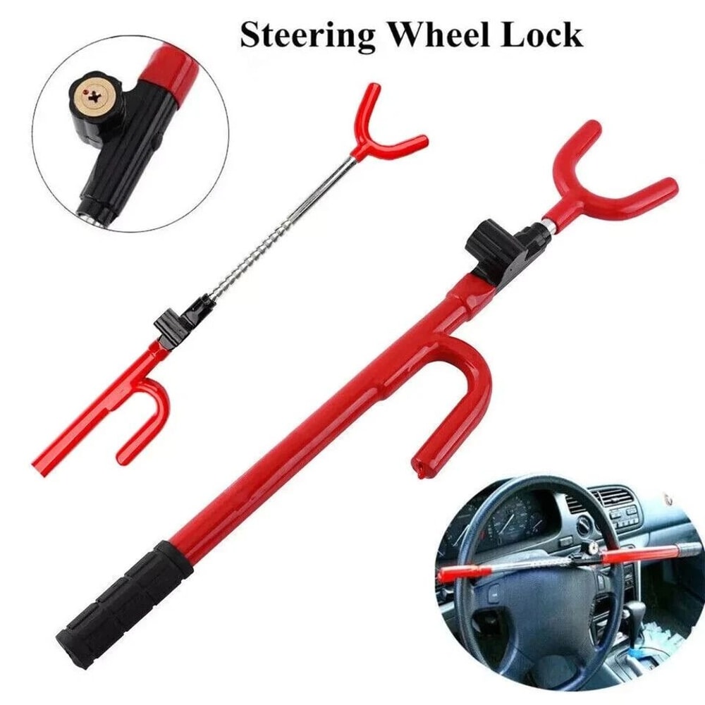 Steering Wheel Lock AntiTheft Protection Club Twin Hooks Universal Fit For Car Van Truck SUV 1