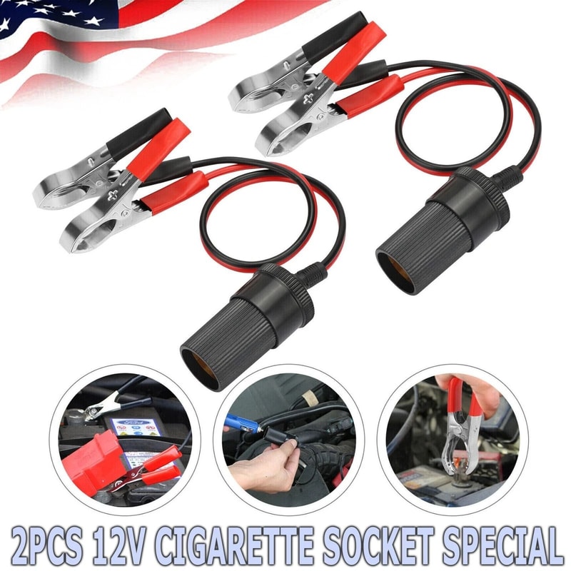 Cigarette Lighter Power Adapter Car Battery Alligator Clamp Clip DC Cable With Socket For Car Acces 7
