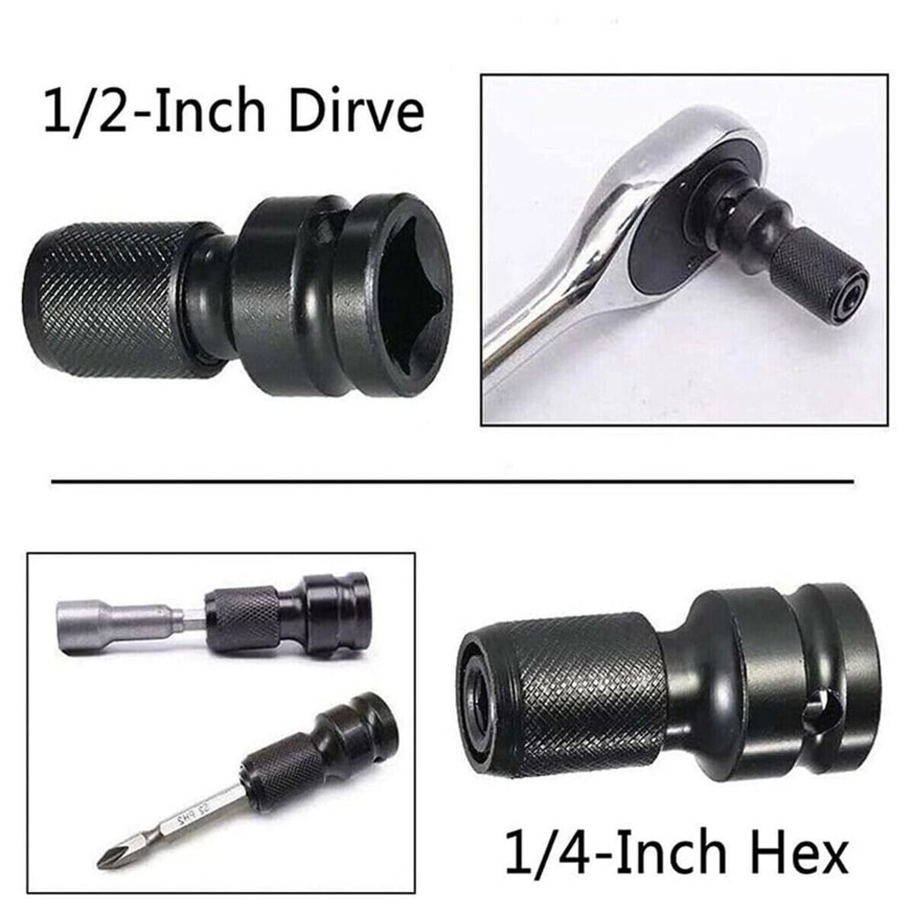 Hex Drive Socket Adapter Impact Wrench Drill Conversion Durable ChromiumVanadium Steel Chuck Tool K 7