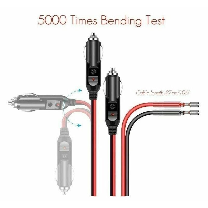 Car Cigarette Lighter Plug With Fuse LED Power Indicator AWG Socket Plug Compatible With Car Access 4