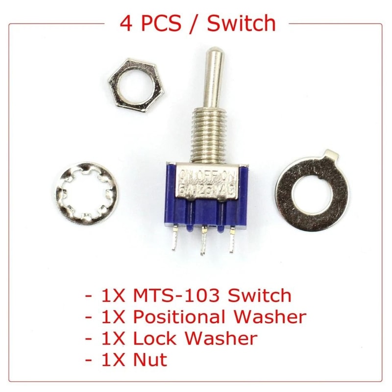 Mini Toggle Switches Pin SPDT ONOFFON Stainless Steel 6mm Hole Size 6