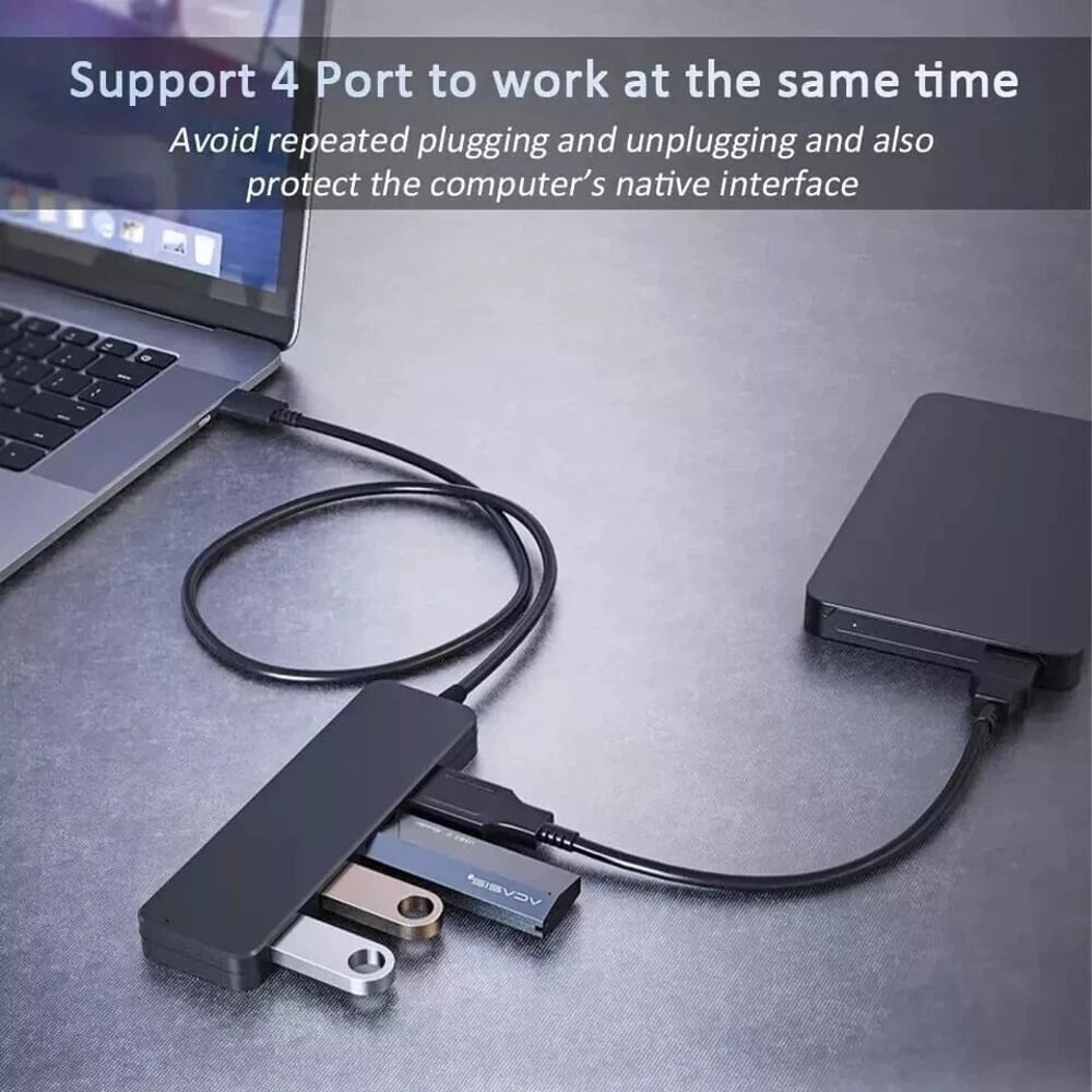 USB Hub Splitter Port USB Expander For Laptops Flash Drive HDD More 2