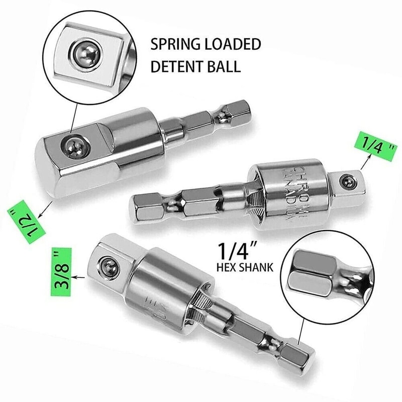 Hex Shank To Impact Driver Drill Universal Socket Adapter Set CRV Steel Power Drill Conversion Tool 8