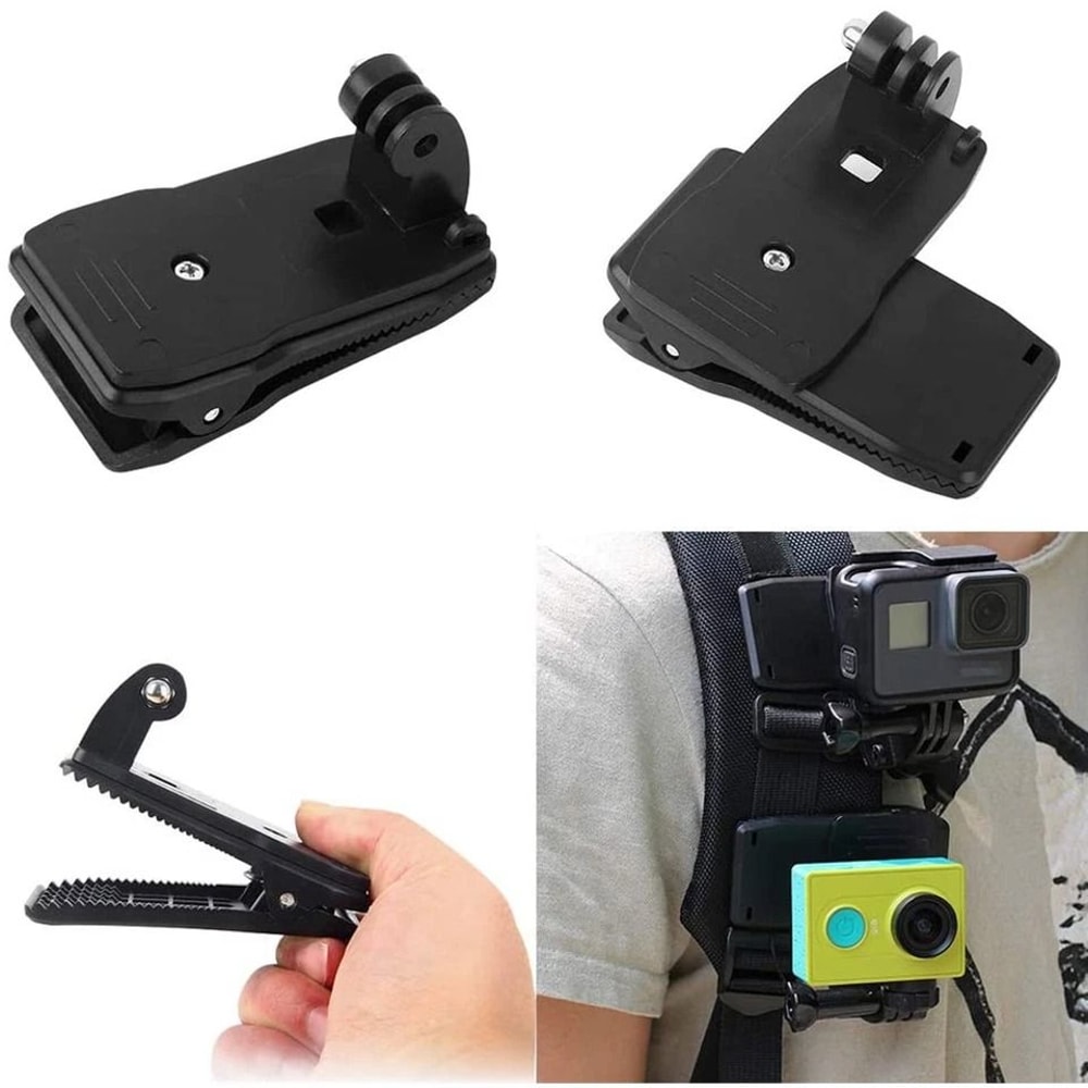 GoPro Hero Rotary Clip Backpack Mount Fast Clamp Adjustable Camera Holder For Outdoor Adventures 4