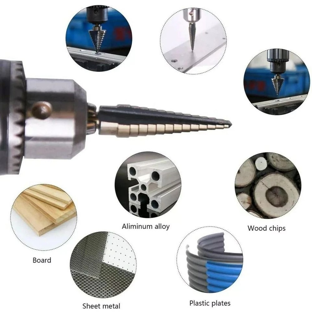 High Speed Steel Titanium Step Drill Bit W Automatic Center Punch Precision Hole Cutter For Worksho 3
