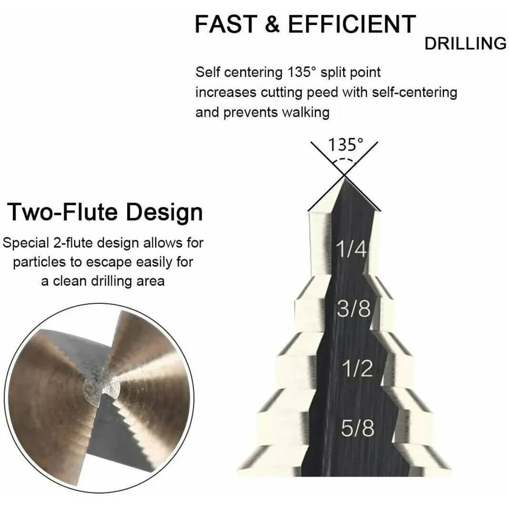 High Speed Steel Titanium Step Drill Bit W Automatic Center Punch Precision Hole Cutter For Worksho 4