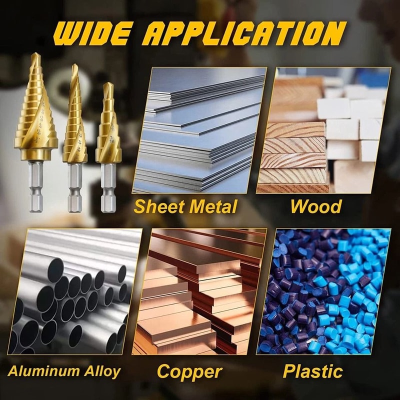 Cobalt Titanium High Speed Steel Step Drill Bit Spiral Multiple Hole Bit 1