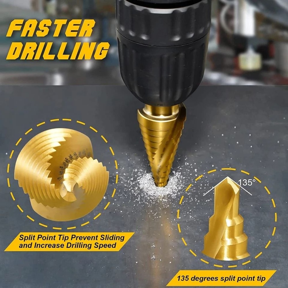 Cobalt Titanium High Speed Steel Step Drill Bit Spiral Multiple Hole Bit 2