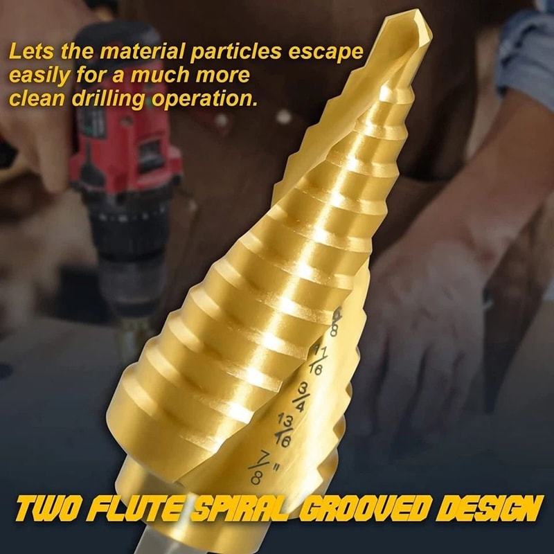 Cobalt Titanium High Speed Steel Step Drill Bit Spiral Multiple Hole Bit 4