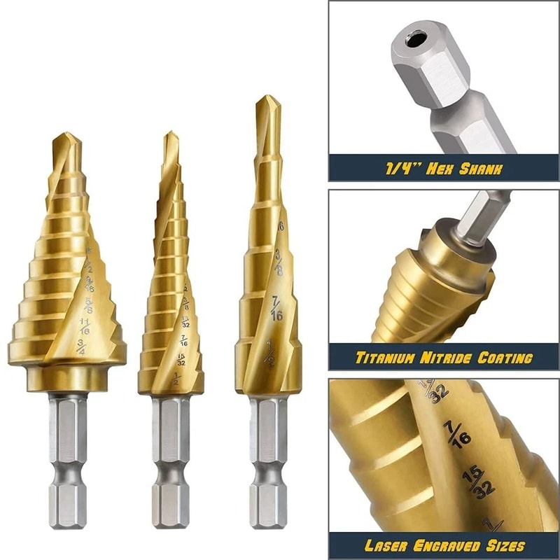 Cobalt Titanium High Speed Steel Step Drill Bit Spiral Multiple Hole Bit 5