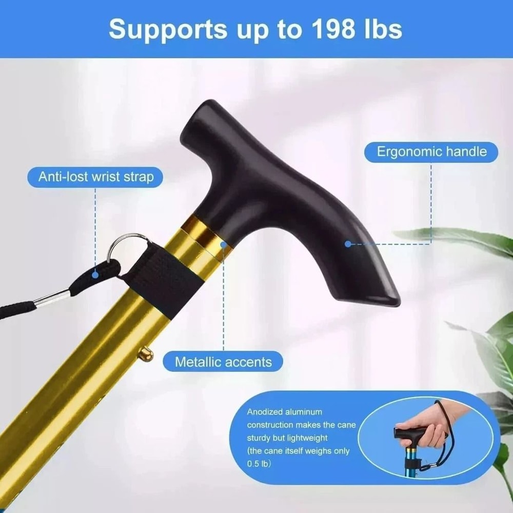 Adjustable Folding Cane Walking Stick Aluminum Collapsible Travel Hiking Stick Portable Walking Aid 2