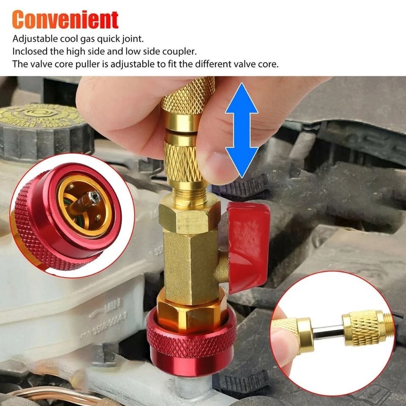 Quick HVAC AC Valve Core Remover Install Tool Set High Low Pressure Efficient AC Service Tool 2