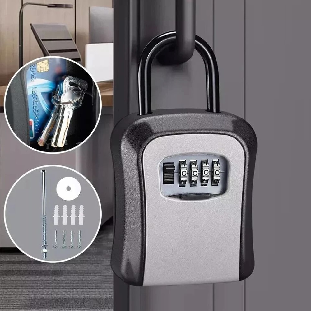 Combination Lockbox For House Key Key Lock Box For Outside Portable Wall Mounted 0