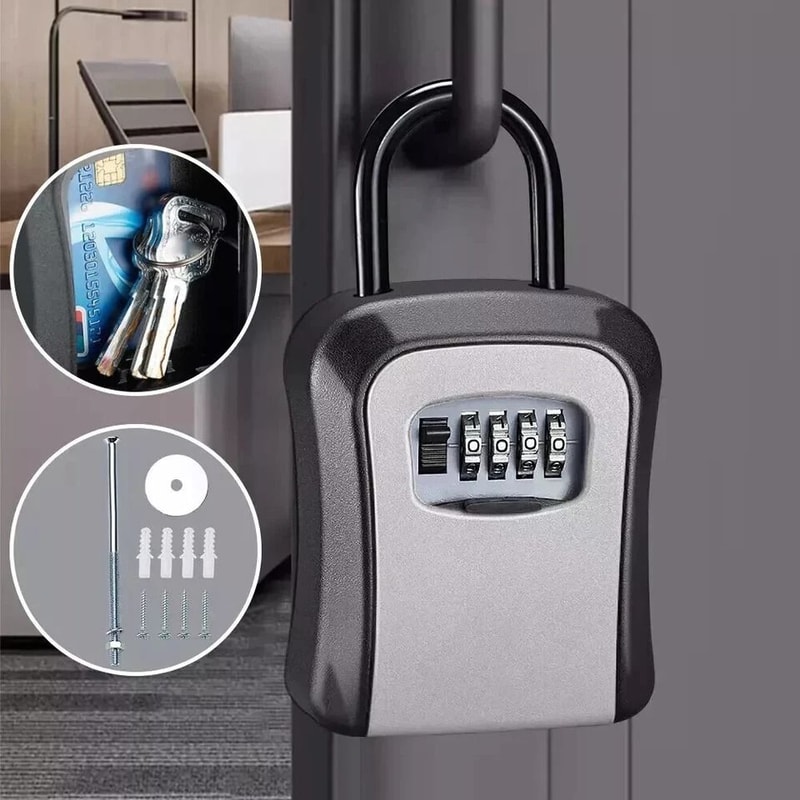Combination Lockbox For House Key Key Lock Box For Outside Portable Wall Mounted 0