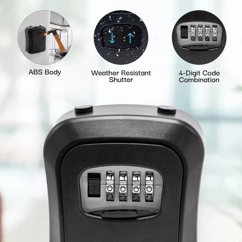 Combination Lockbox For House Key Key Lock Box For Outside Portable Wall Mounted 4