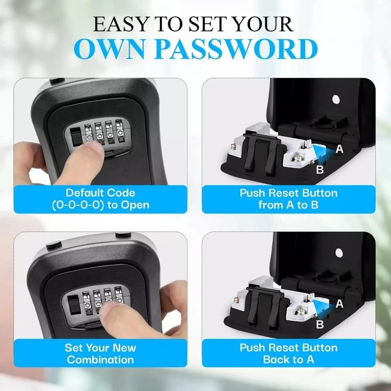 Combination Lockbox For House Key Key Lock Box For Outside Portable Wall Mounted 5