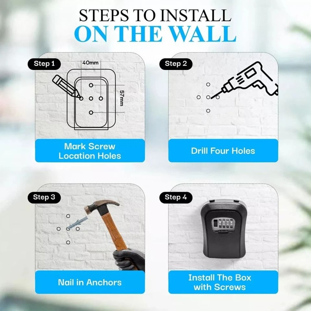 Combination Lockbox For House Key Key Lock Box For Outside Portable Wall Mounted 6