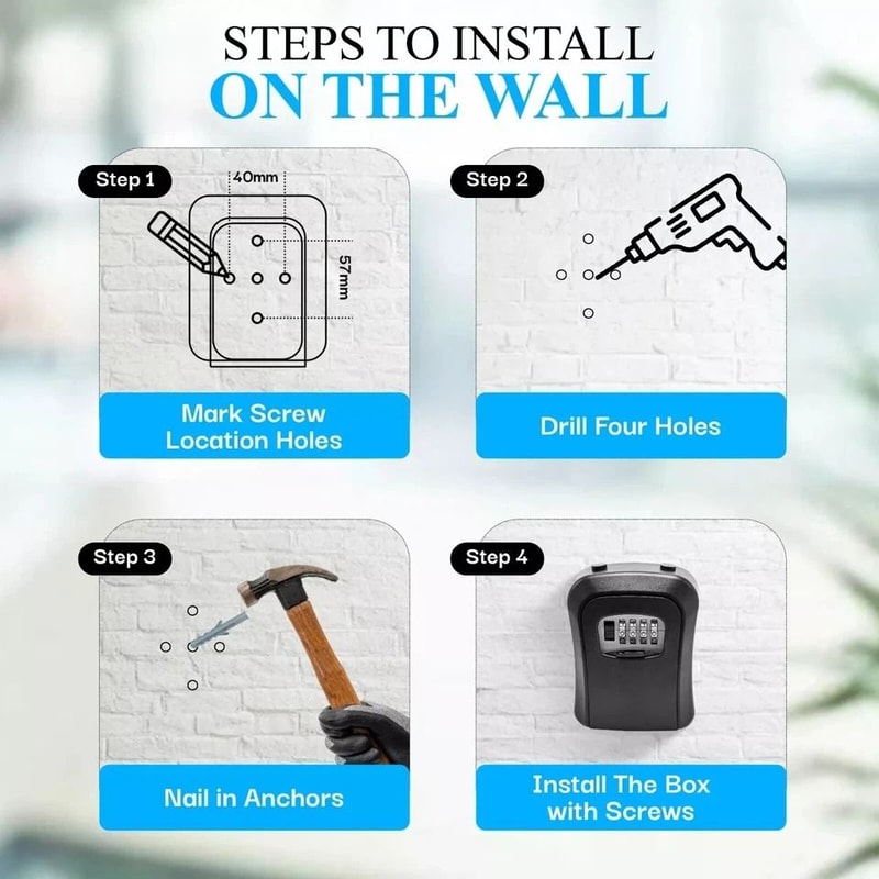 Combination Lockbox For House Key Key Lock Box For Outside Portable Wall Mounted 6