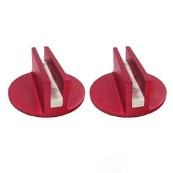 magnetic jack pad for universal car, pinch weld rail adapter, red, slotted, aircraft-grade aluminum