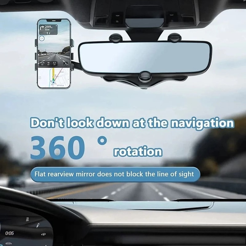 Universal Car Phone Holder Rotatable And Retractable Rearview Mirror Mount HandsFree Mobile Holder 2