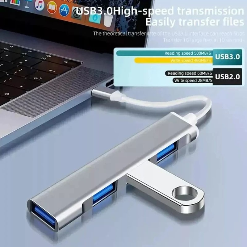 USB Hub Splitter Port USB Hub Expander For Laptops Flash Drive Hard Disk 1
