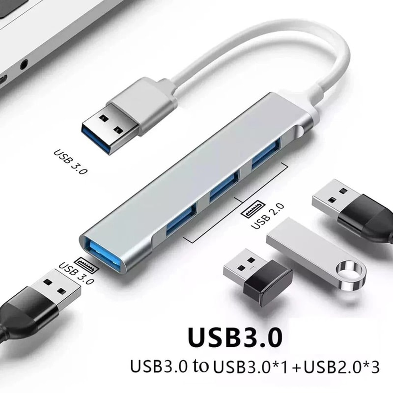 USB Hub Splitter Port USB Hub Expander For Laptops Flash Drive Hard Disk 4