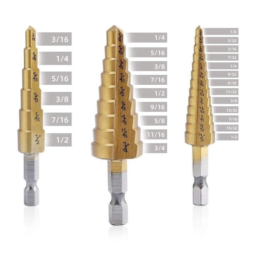 Step Drill Bit Titanium Coated High Speed Steel Piece Drill Cone Bits For Wood Metal Plastic 9