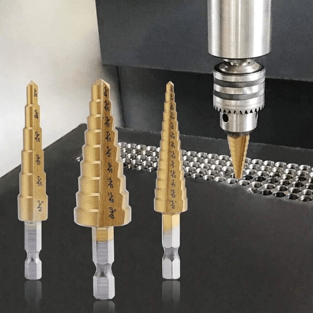 Step Drill Bit Titanium Coated High Speed Steel Piece Drill Cone Bits For Wood Metal Plastic 0