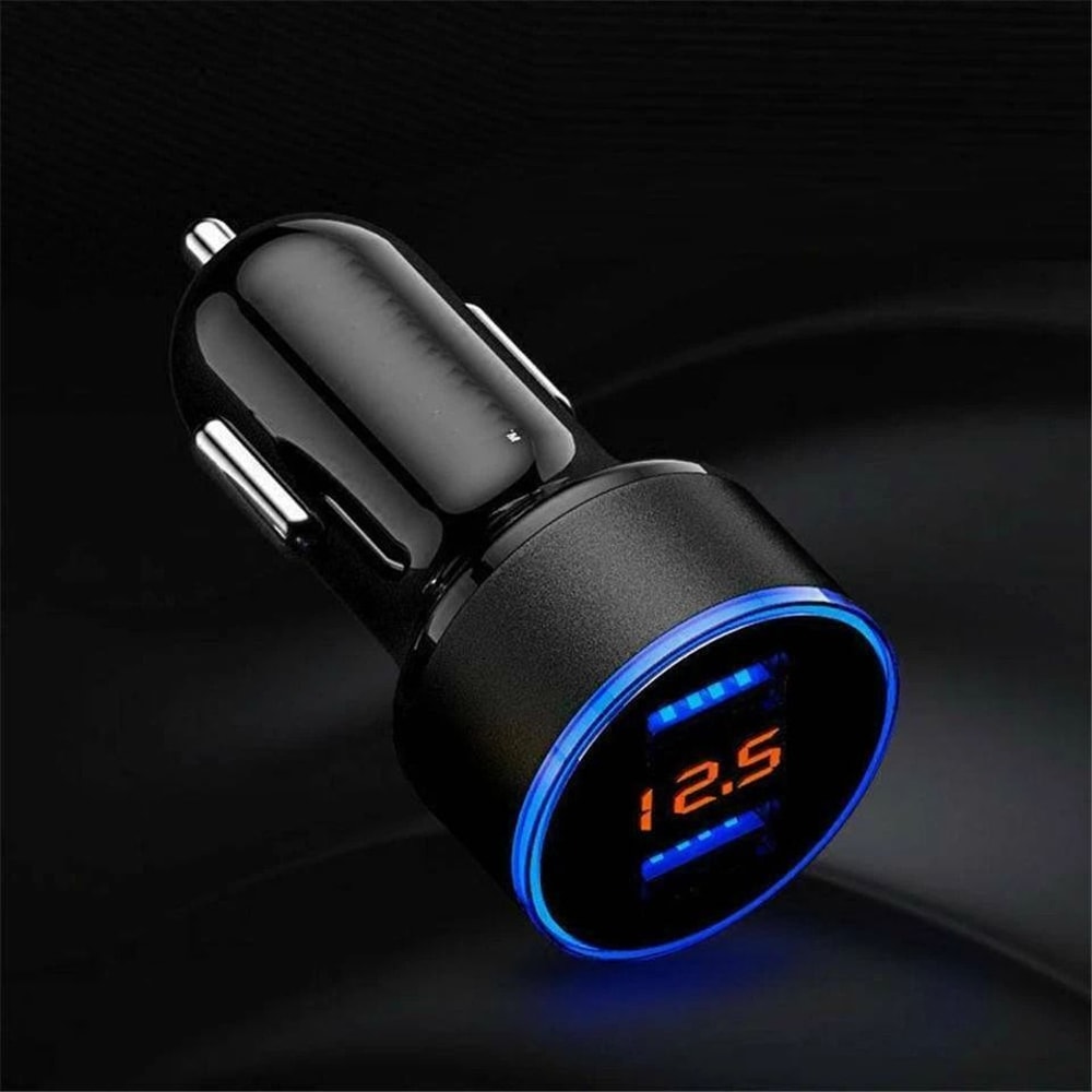 Digital LED Voltmeter USB Car Charger Dual Ports Cigarette Lighter Adapter Fast Charging 2