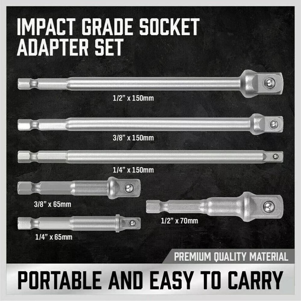 Hex Shank Socket Adapter Set Impact Grade Durable Drive Tools For DIY 1