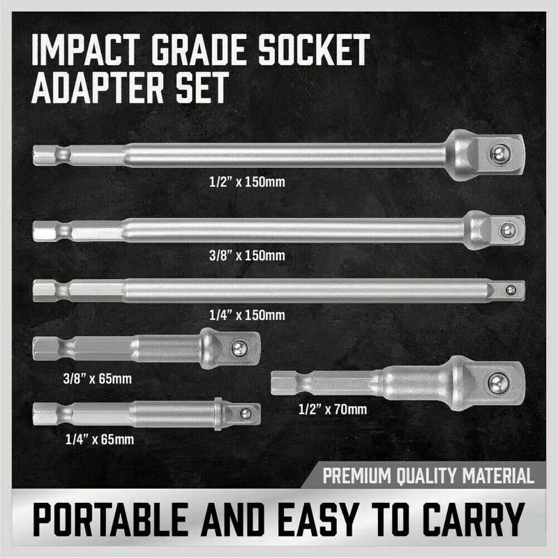 Hex Shank Socket Adapter Set Impact Grade Durable Drive Tools For DIY 1