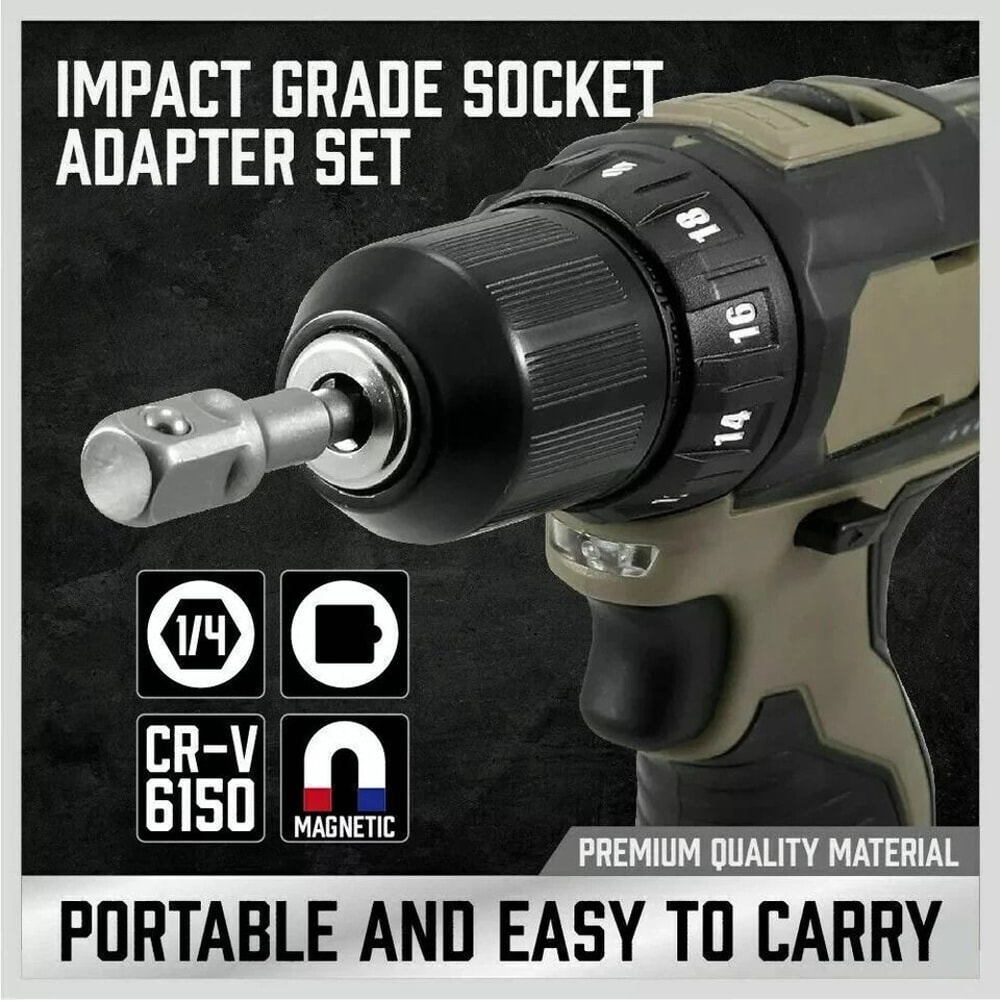 Hex Shank Socket Adapter Set Impact Grade Durable Drive Tools For DIY 2