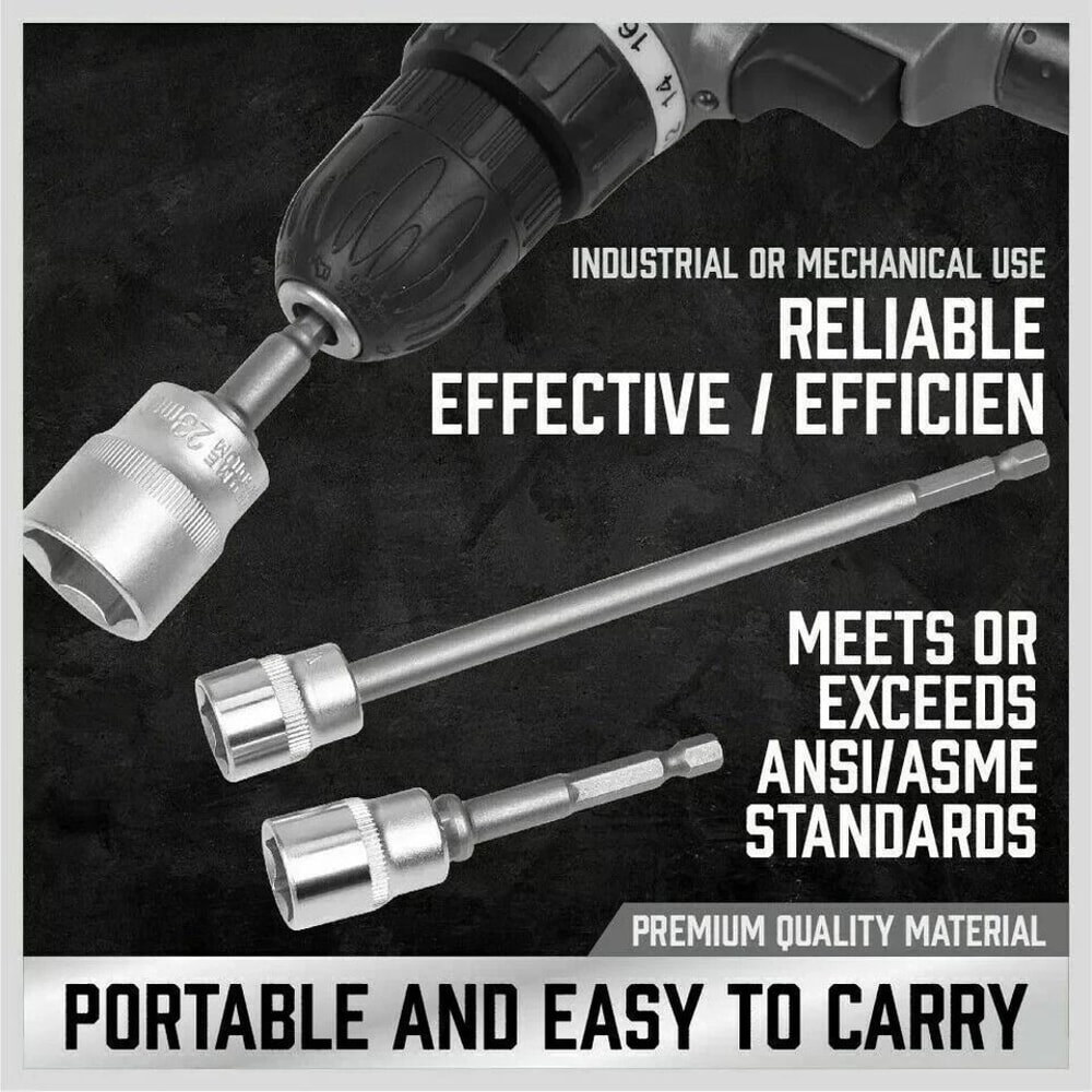 Hex Shank Socket Adapter Set Impact Grade Durable Drive Tools For DIY 3