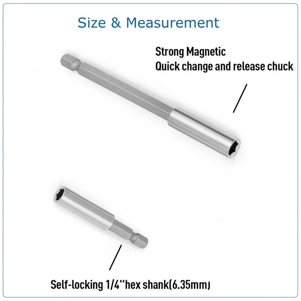 Hex Power Tools Magnetic Extension Socket Drill Bit Holder QuickRelease Adapter HighQuality Chrome 1