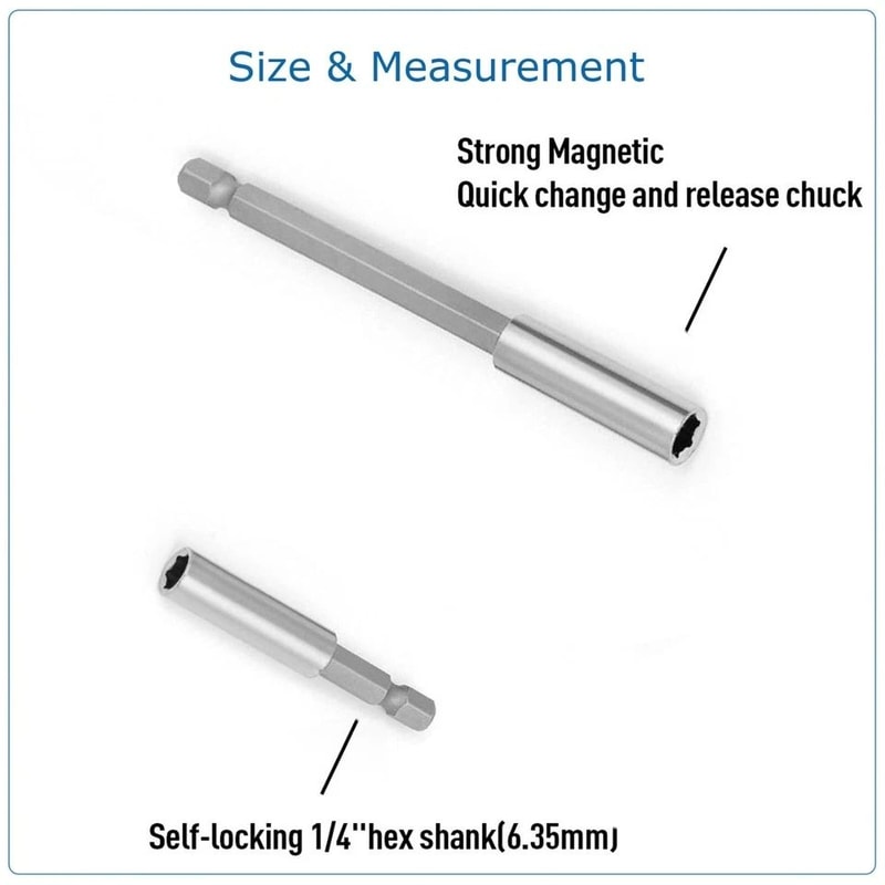Hex Power Tools Magnetic Extension Socket Drill Bit Holder QuickRelease Adapter HighQuality Chrome 1