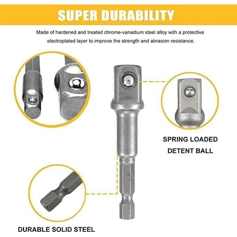 Socket AdapterExtension Set Impact Grade Convert Power Drill Into HighSpeed Nut Driver 2