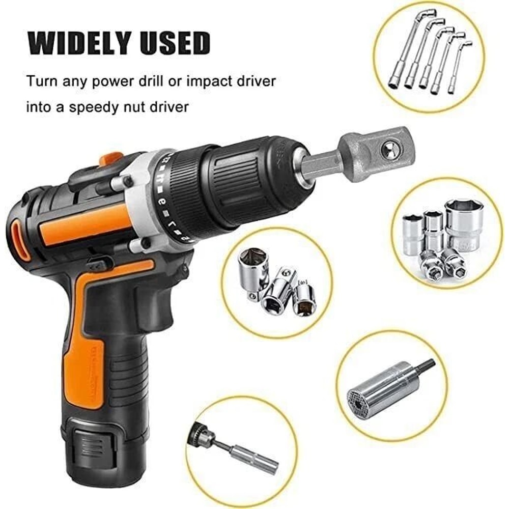 Socket AdapterExtension Set Impact Grade Convert Power Drill Into HighSpeed Nut Driver 4