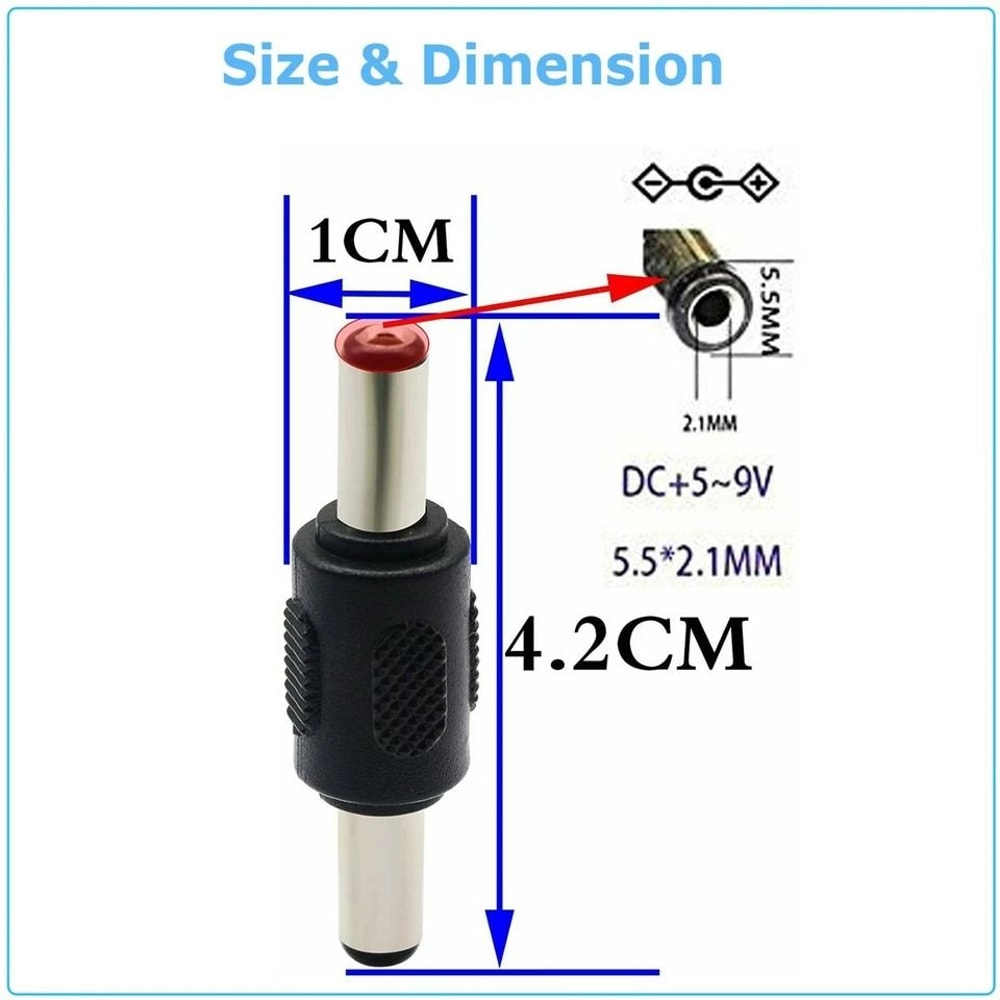 Male To Male DC Coupler Barrel Jack Power Connector For CCTV LED Lights DVRs 3