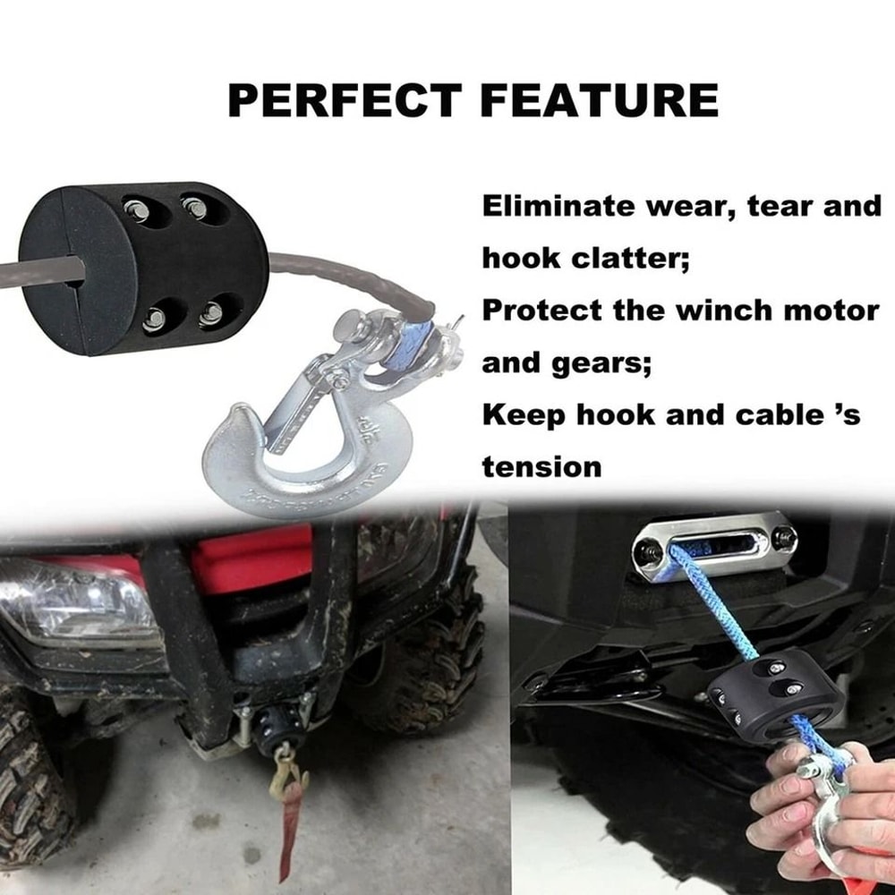 Heavy Duty ATV UTV Winch Stopper Waterproof Rubber Rope Hook Protector Compatible With Synthetic 3