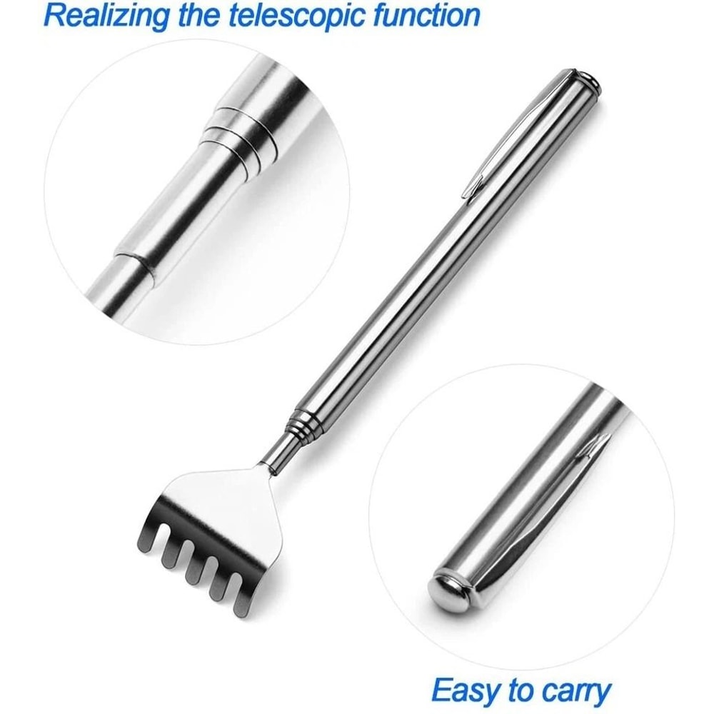 Portable Telescopic Back Scratcher Stainless Steel Extendable Claw Massager Handy Metal Scratch Too 5