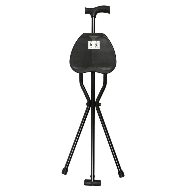 Adjustable Portable Folding Walking Cane With Tripod Chair Seat Heavy Duty Stool Lightweight Ergono 4