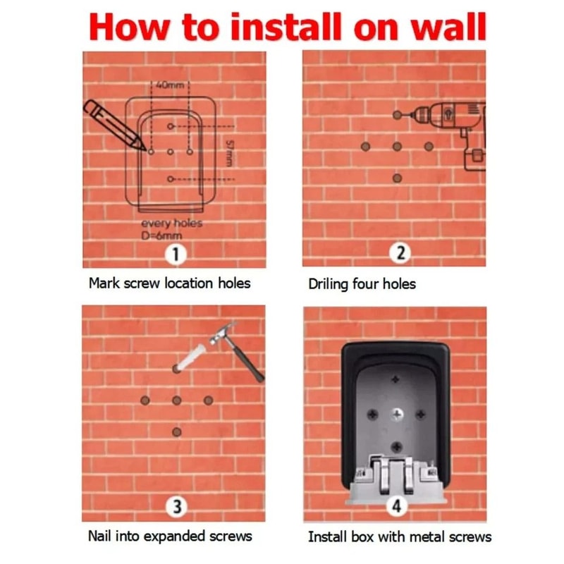 Adjustable Digit Combination Key Box Secure Storage Safe For Home Outdoor Padlock Dial Security 5